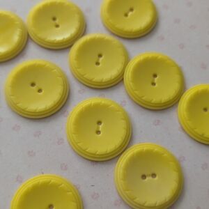 11 Yellow Buttons Art Deco Medium Size Yellow Plastic Buttons
